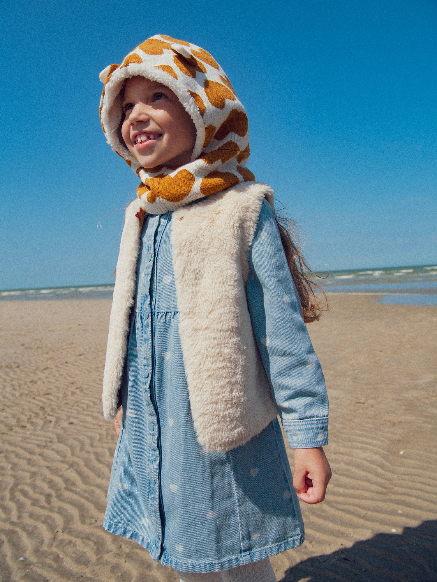 Cagoule imprimée cœur pour fille