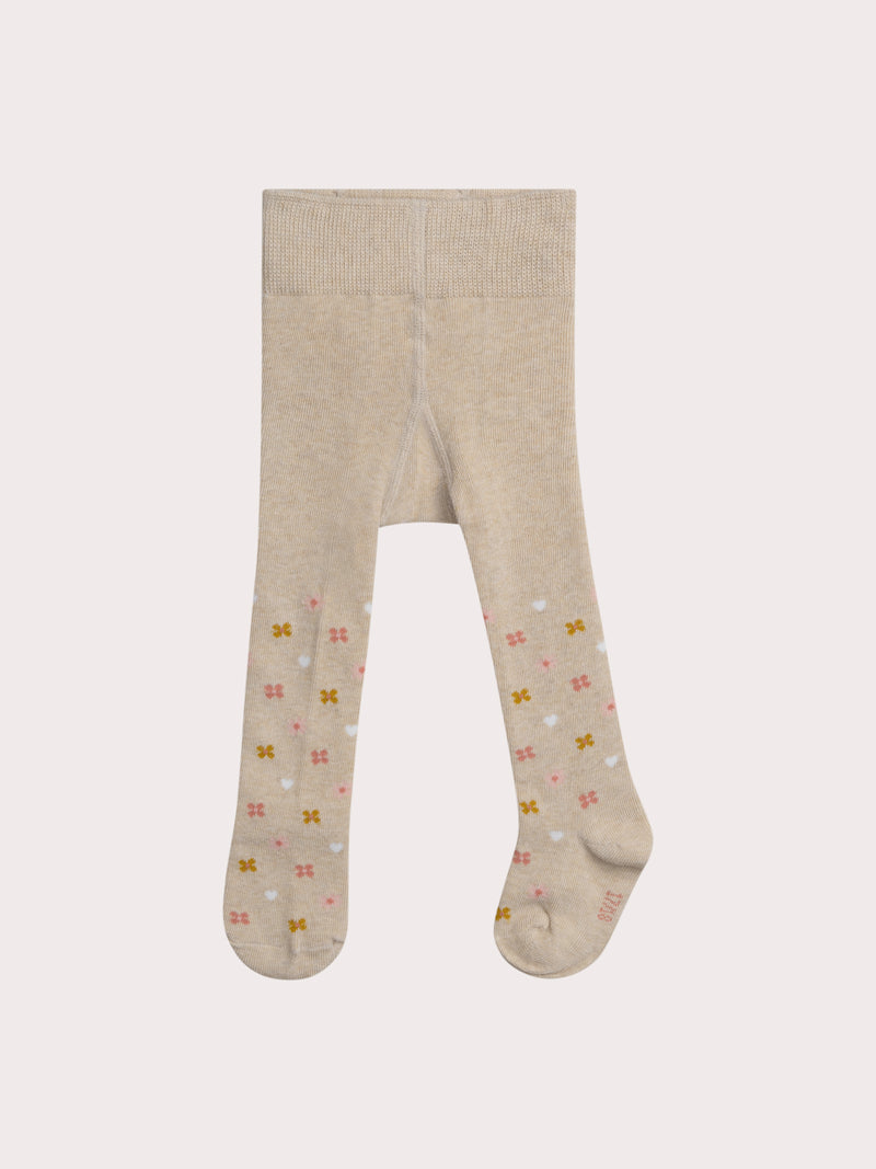 Collant beige foncé à motif fleurs pour bébé fille