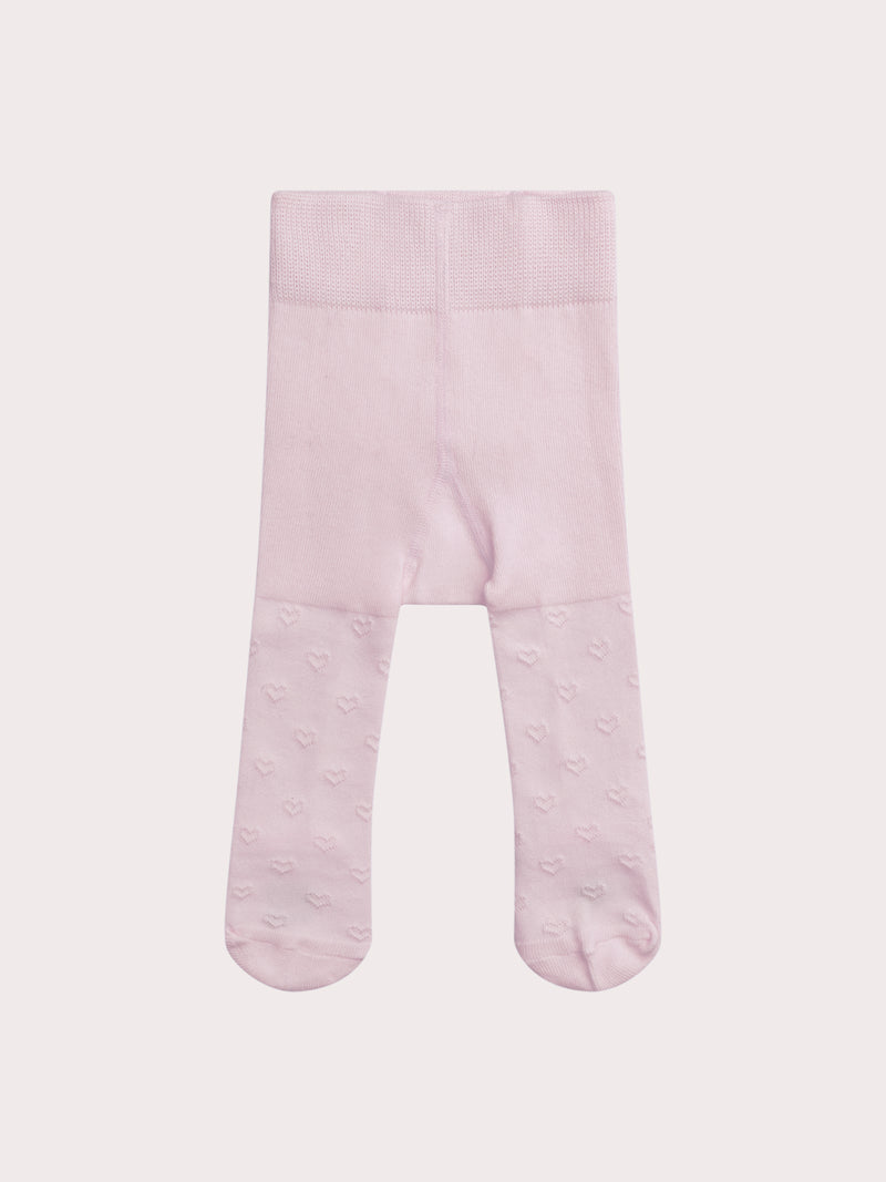 Collant rose à cœurs ajourés pour bébé fille