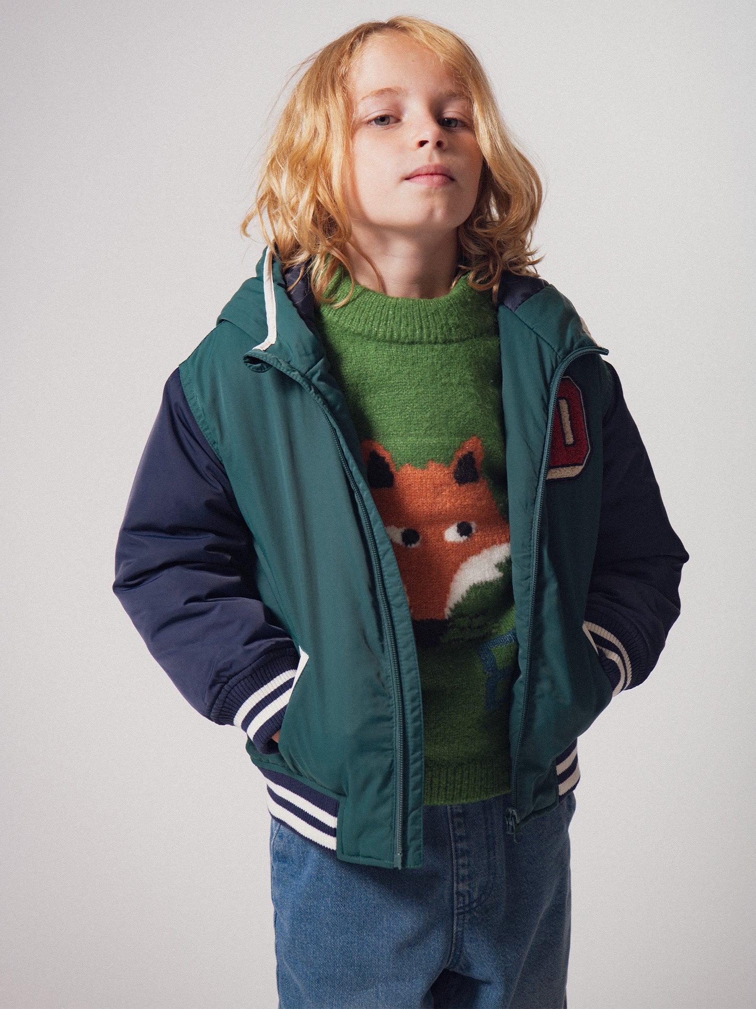 Teddy Repelente à Água Colorblock com Letra