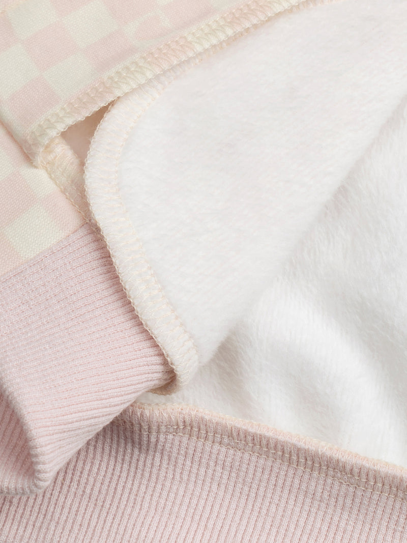 Casaco teddy xadrez rosa e creme para meninas