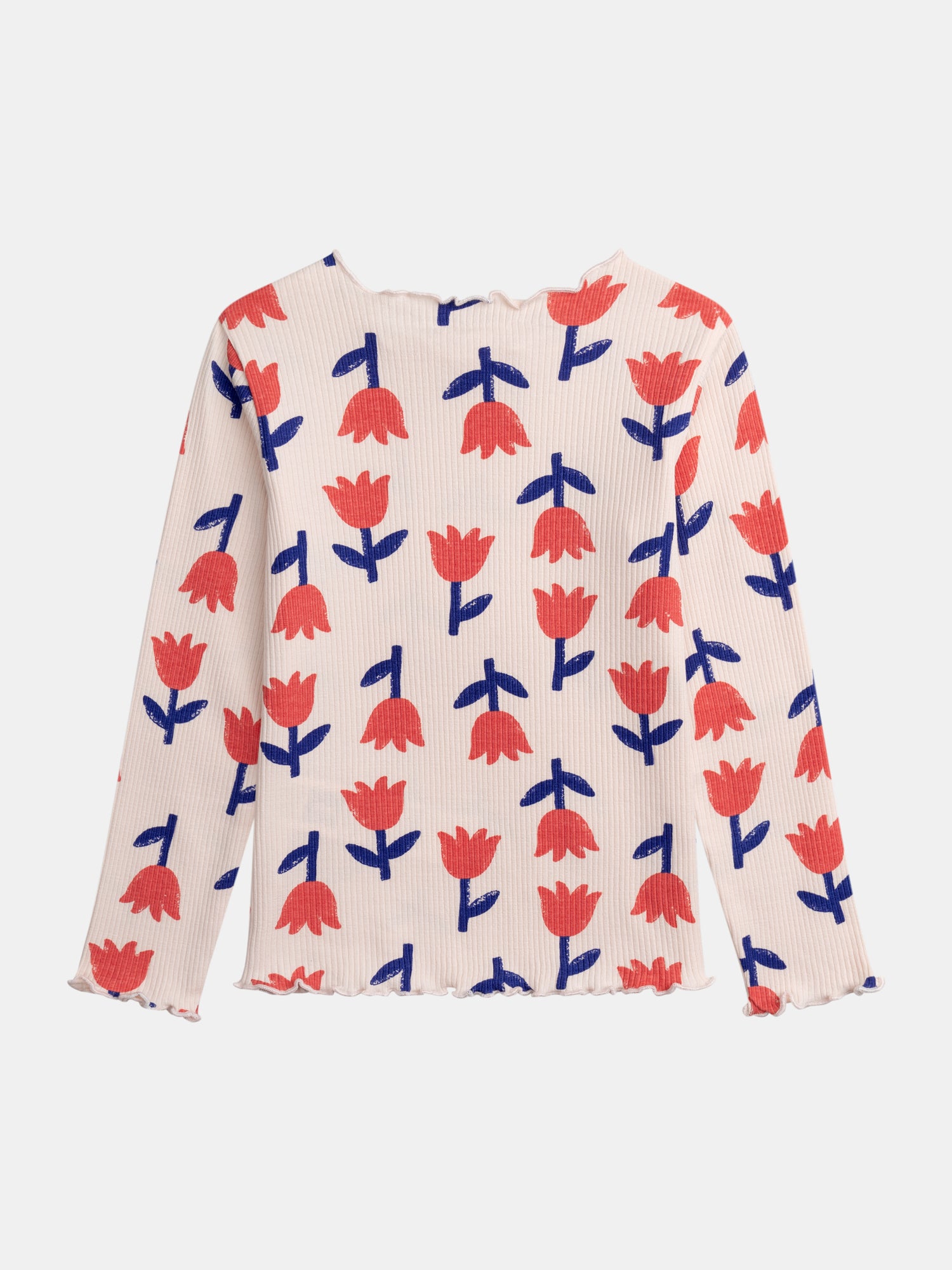 T-shirt ecru de mangas longas impressa com flores para meninas