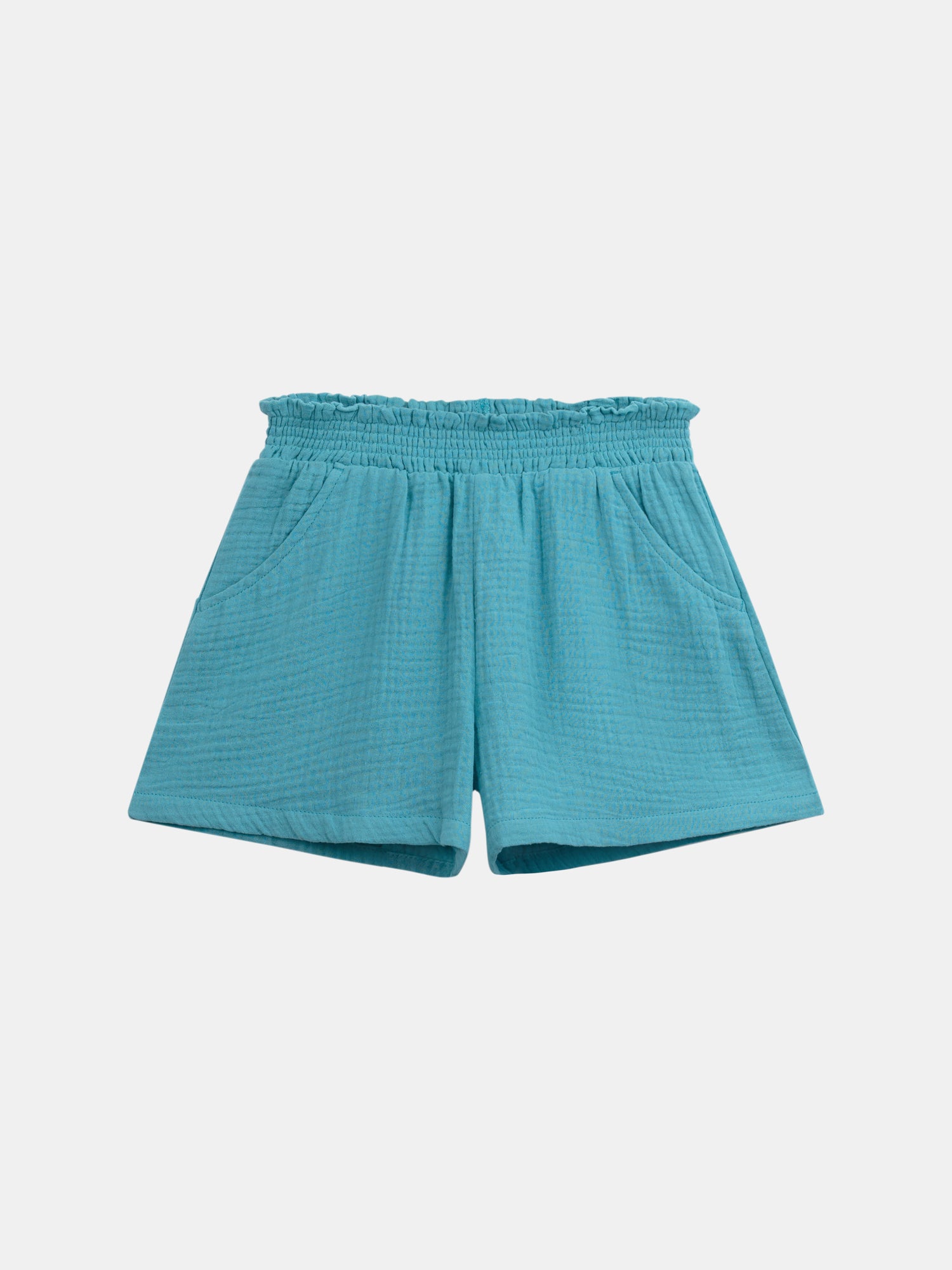Short bleu turquoise à poches pour fille