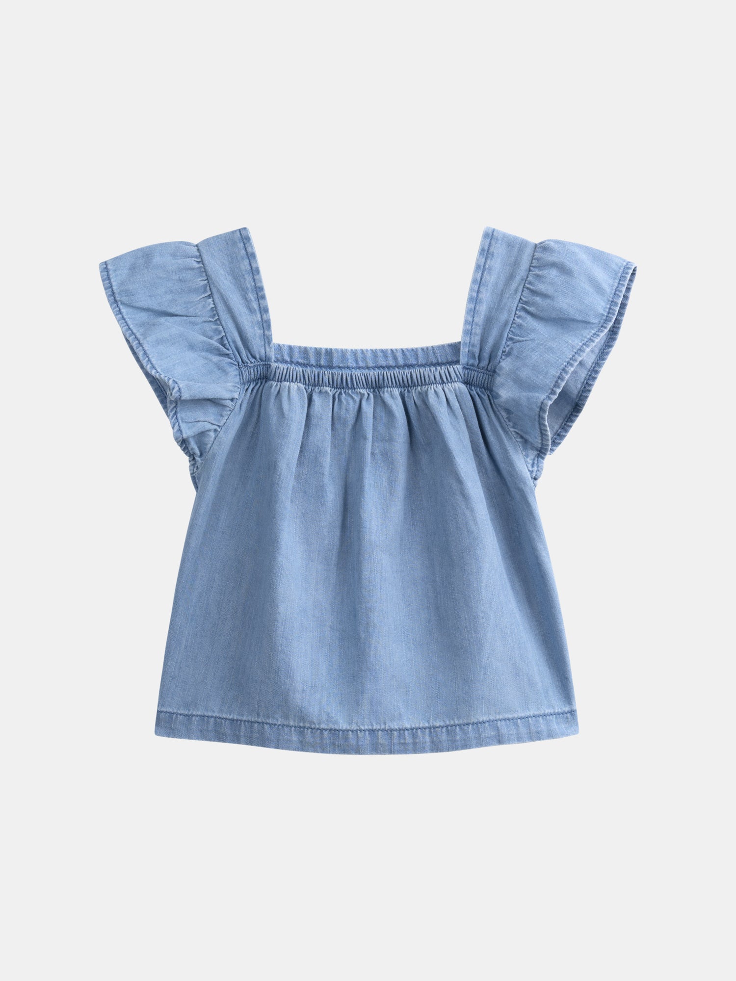 Chemisier bleu à broderies florales pour fille