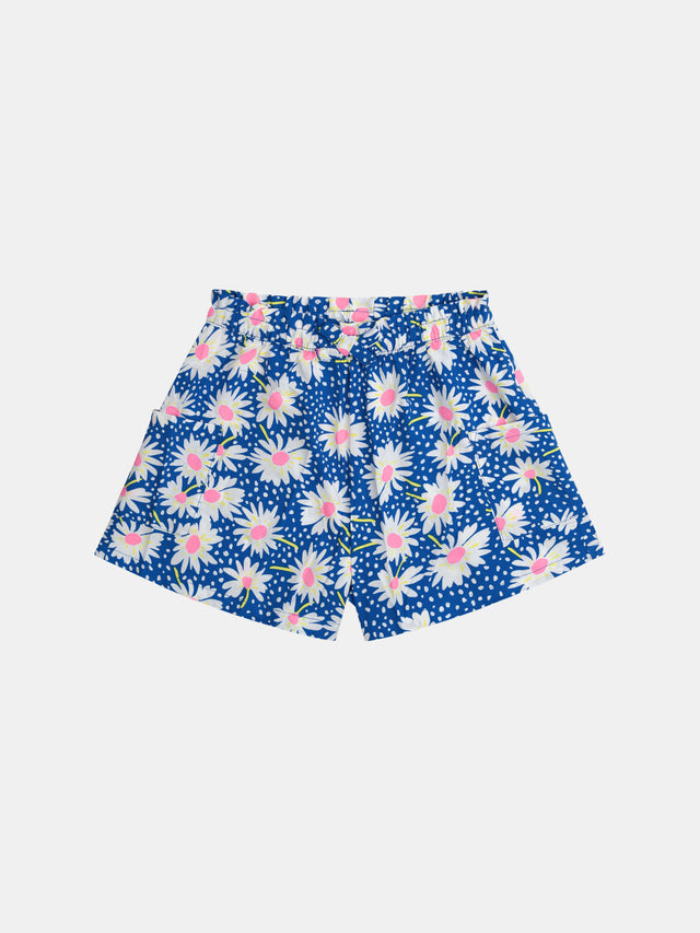 Short bleu à imprimé fleurs pour fille