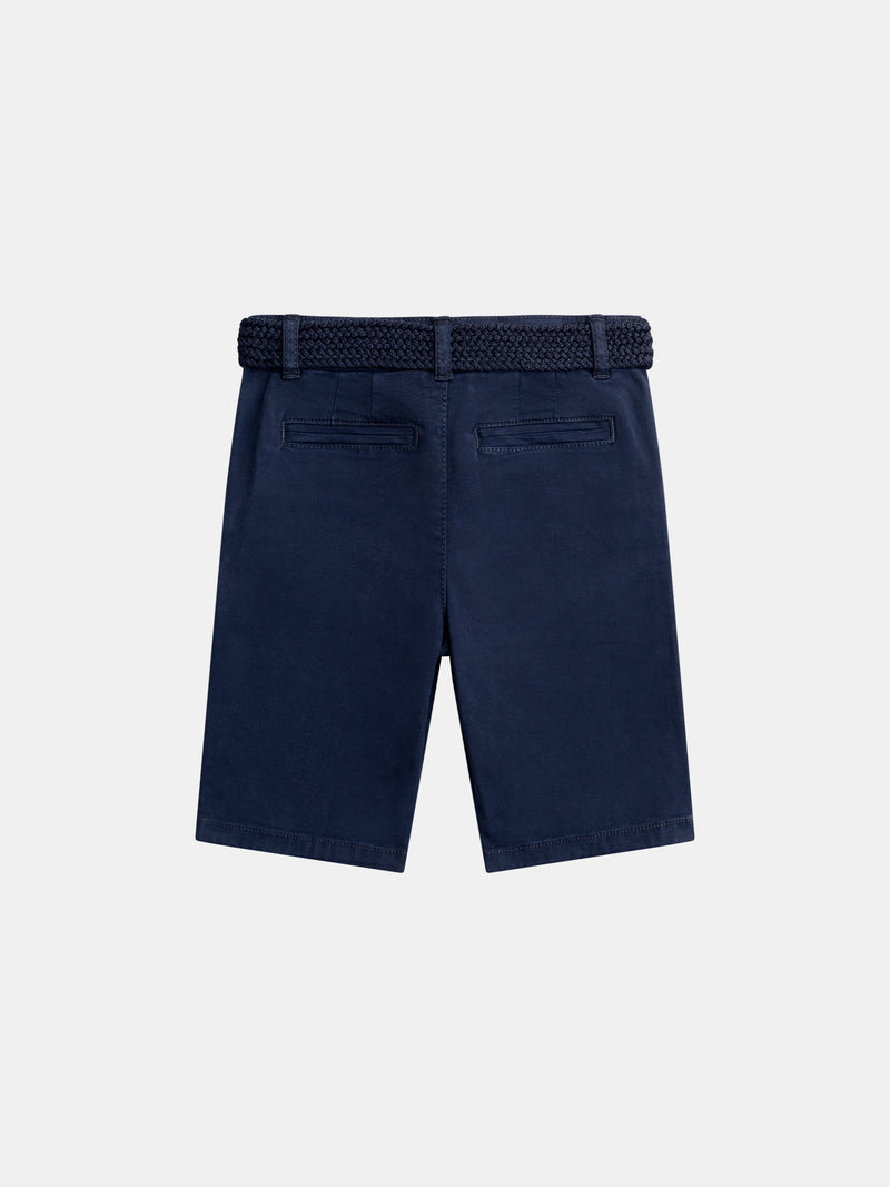 Bermuda azul-marinho com cinto para meninos