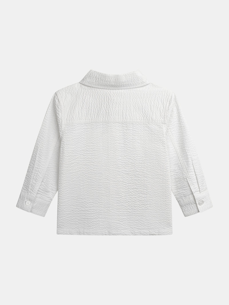 Camisa Texturizada Branca Offset com Bolsos para Meninos