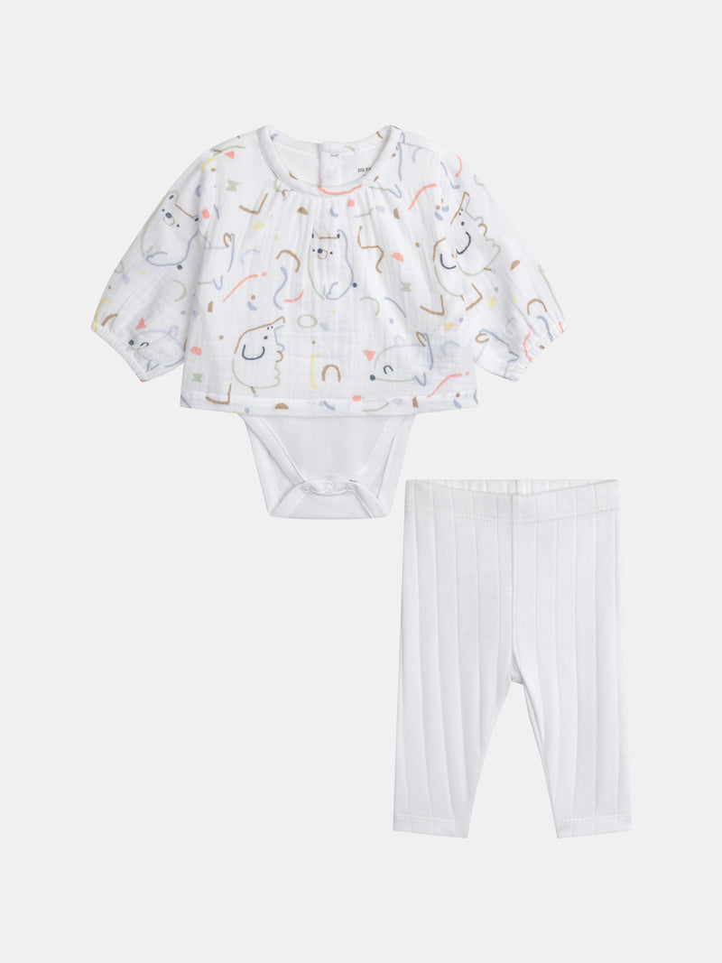 Conjunto body 2 em 1 e leggings mistas de nascimento