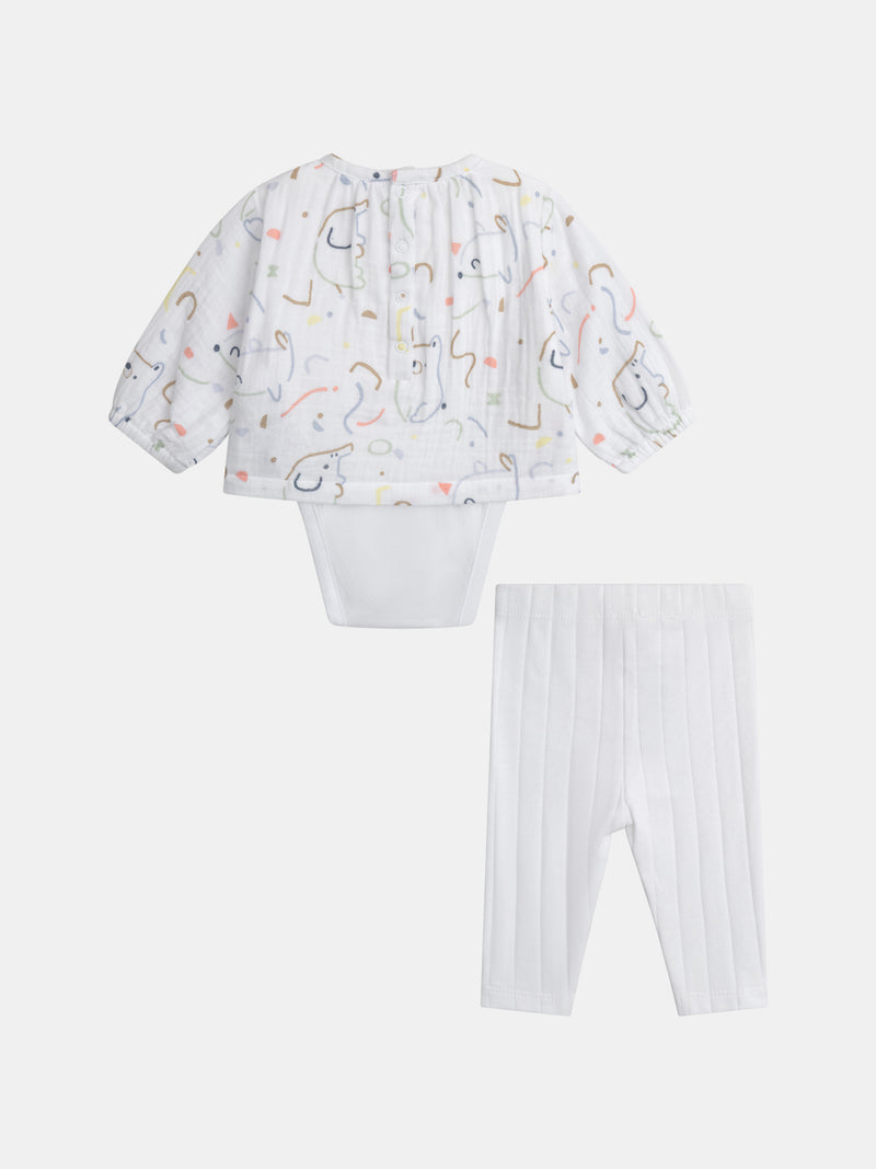 Conjunto body 2 em 1 e leggings mistas de nascimento