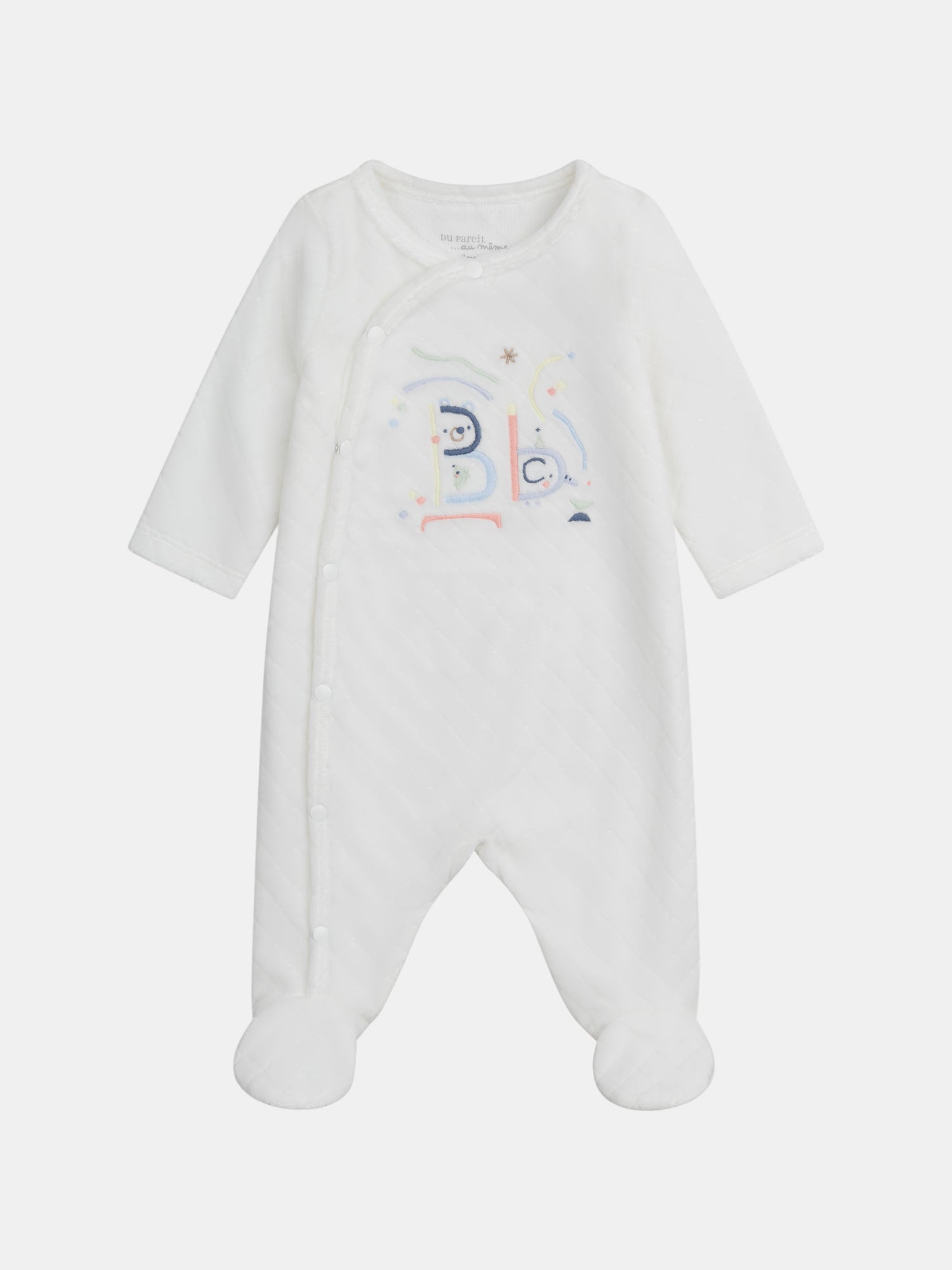 Grenouillère naissance avec broderie colorée