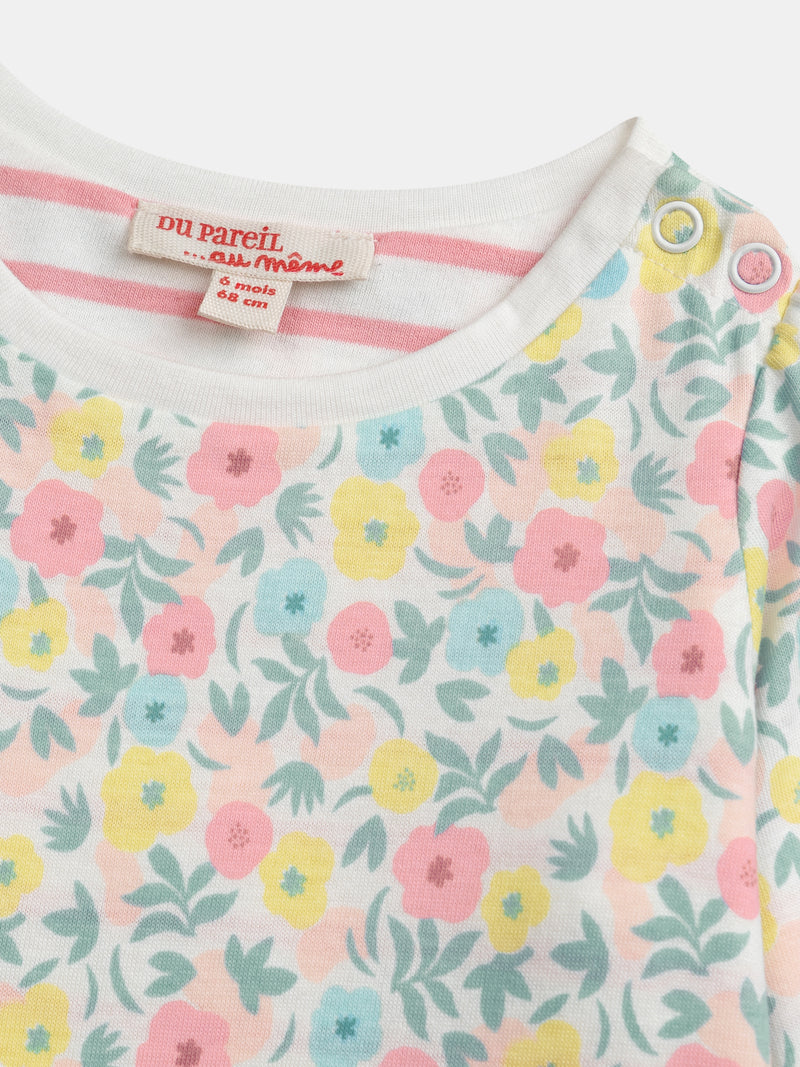T-shirt reversível com motivo de flores pastel para bebé menina