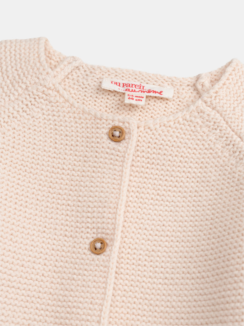Cardigan em tricot rosa para bebés femininos