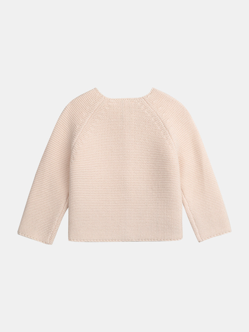 Cardigan em tricot rosa para bebés femininos