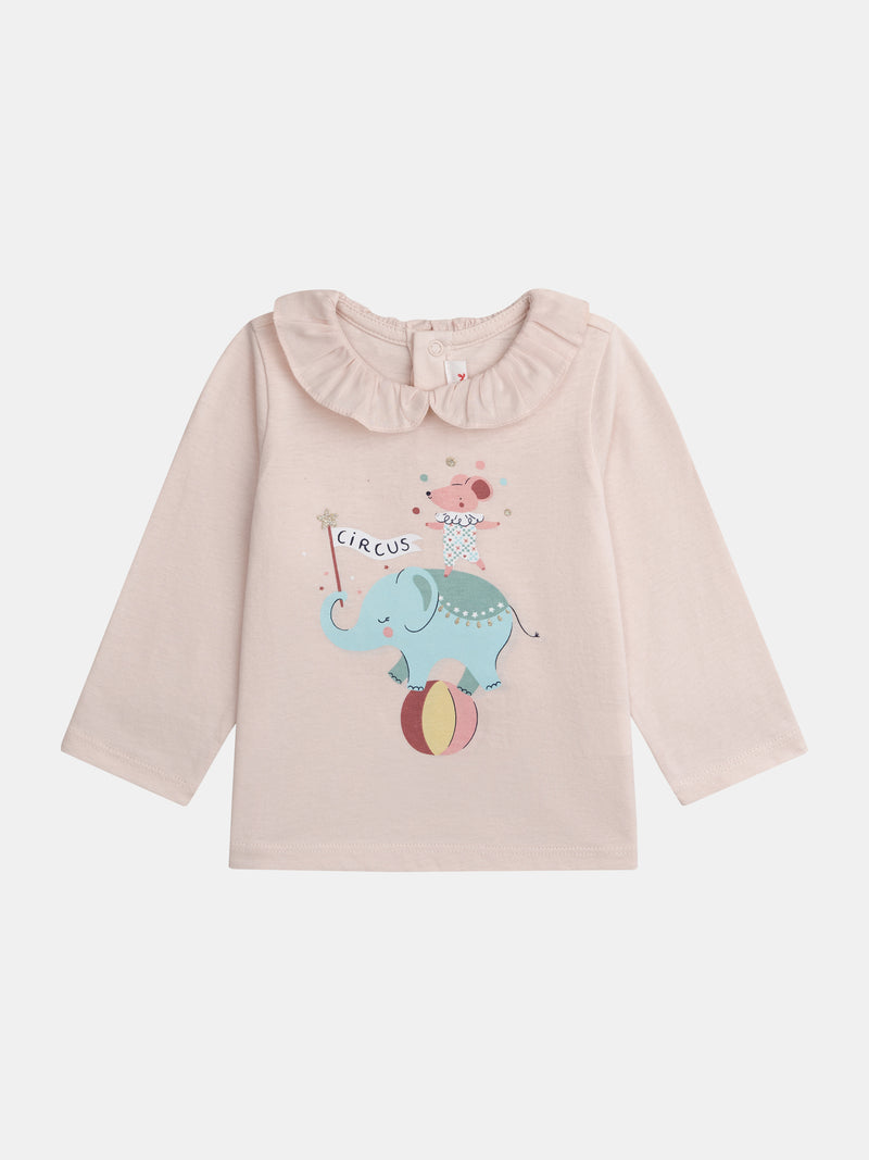 Bralete com Gola Ondulada Rosa Pálido para Bebé Menina