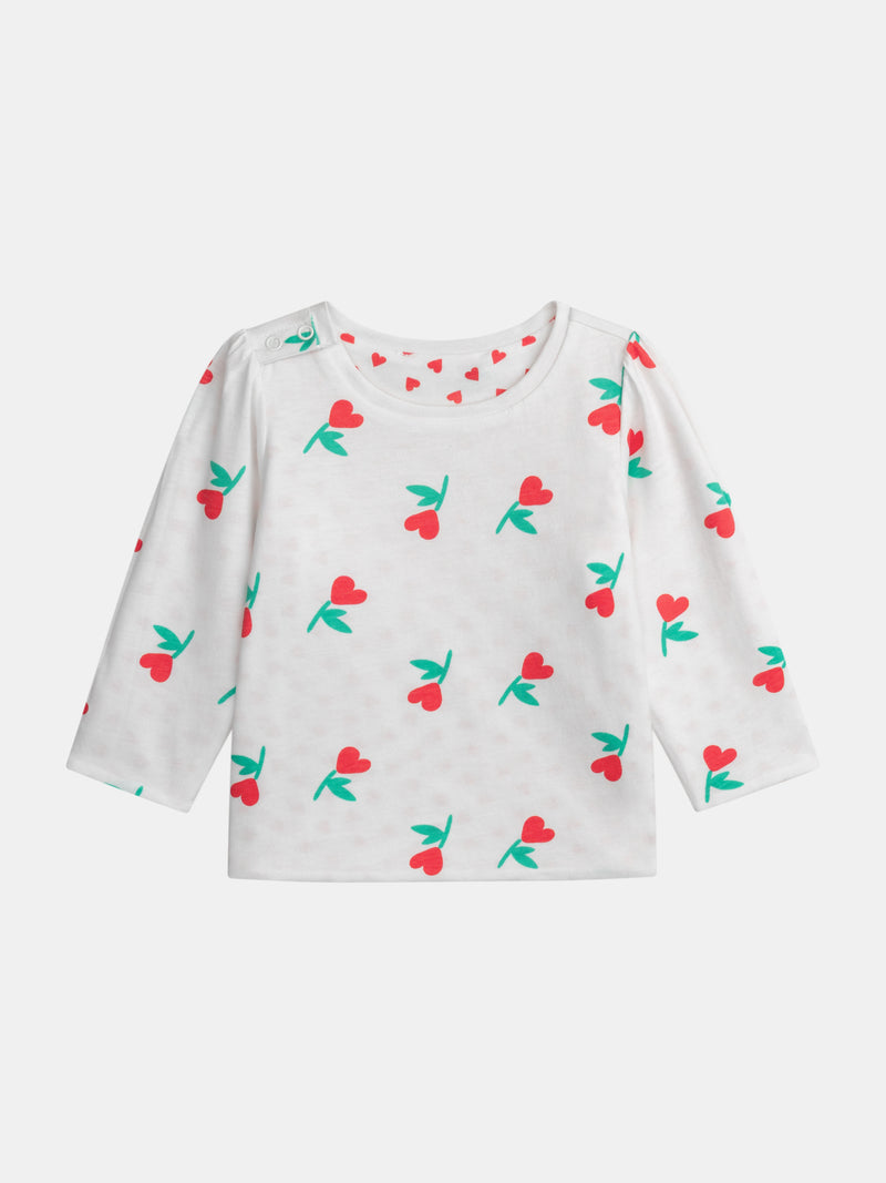 T-shirt reversível com motivo coração para rapariga
