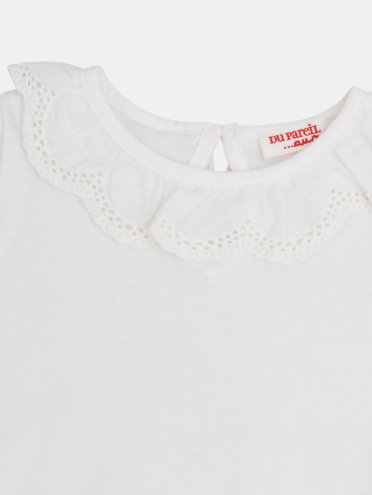 Sutiã rosa em pó com colarinho bordado e volantes para menina bebé