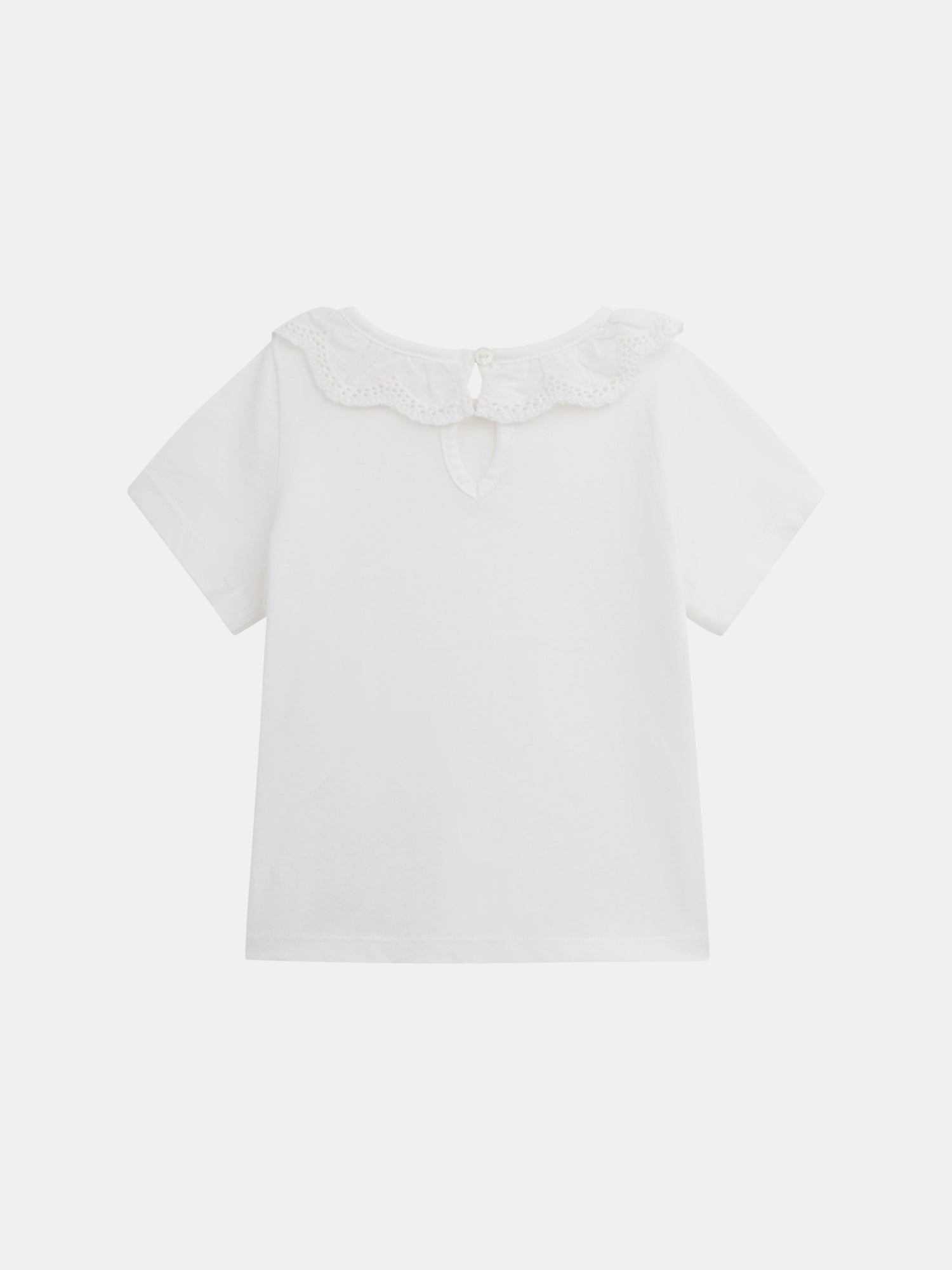 Sutiã rosa em pó com colarinho bordado e volantes para menina bebé