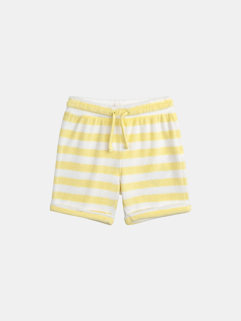 Conjunto de t-shirt e calções às riscas amarelas para bebé rapaz
