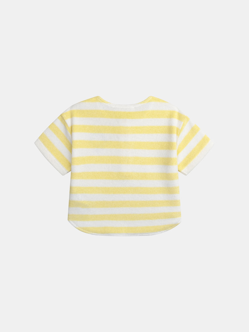 Conjunto de t-shirt e calções às riscas amarelas para bebé rapaz