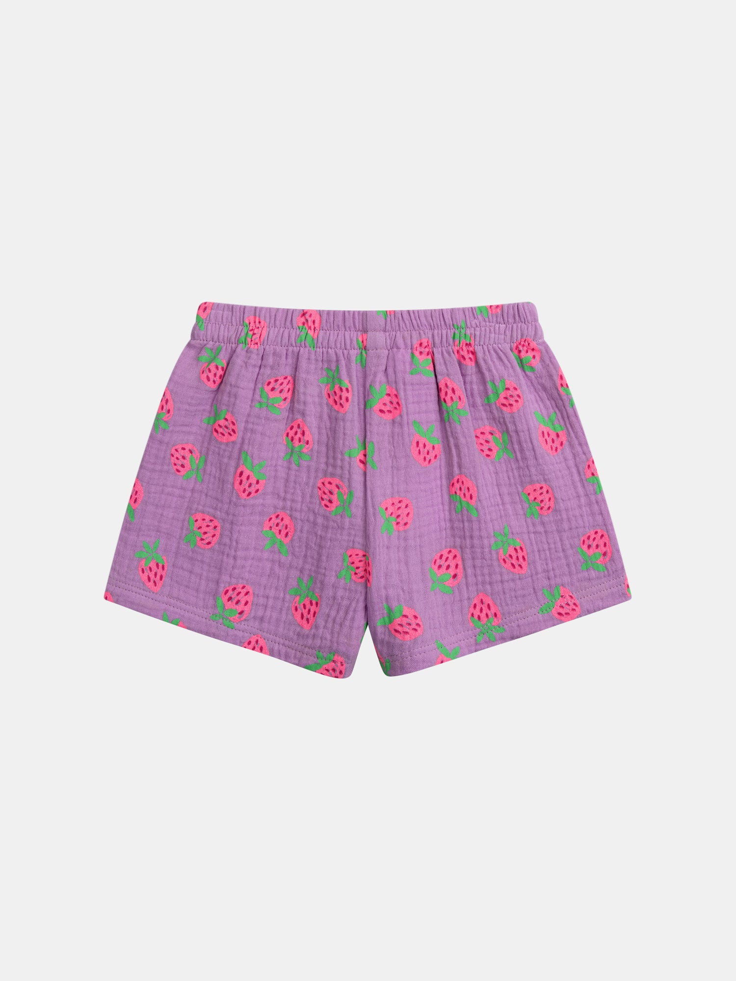 Pijama curto roxo impresso "Morango Gourmet" para meninas