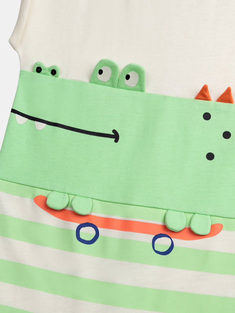 Macacão com padrão de "Crocodilo Skatista" para bebés rapazes