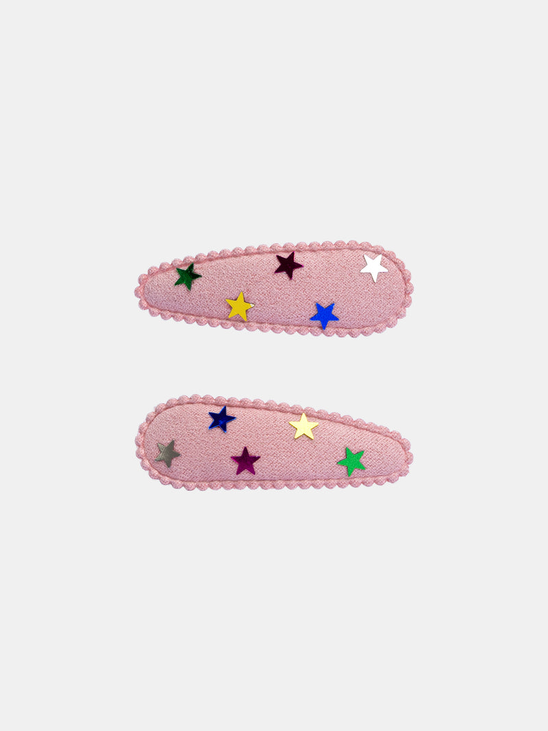 Conjunto de 2 grampos rosa estrelas para meninas