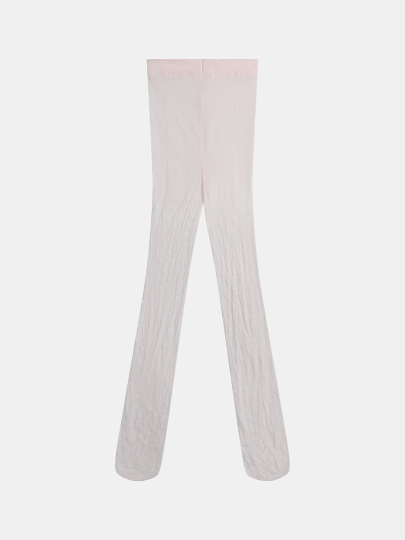 Collant fin plumetis rose pour fille