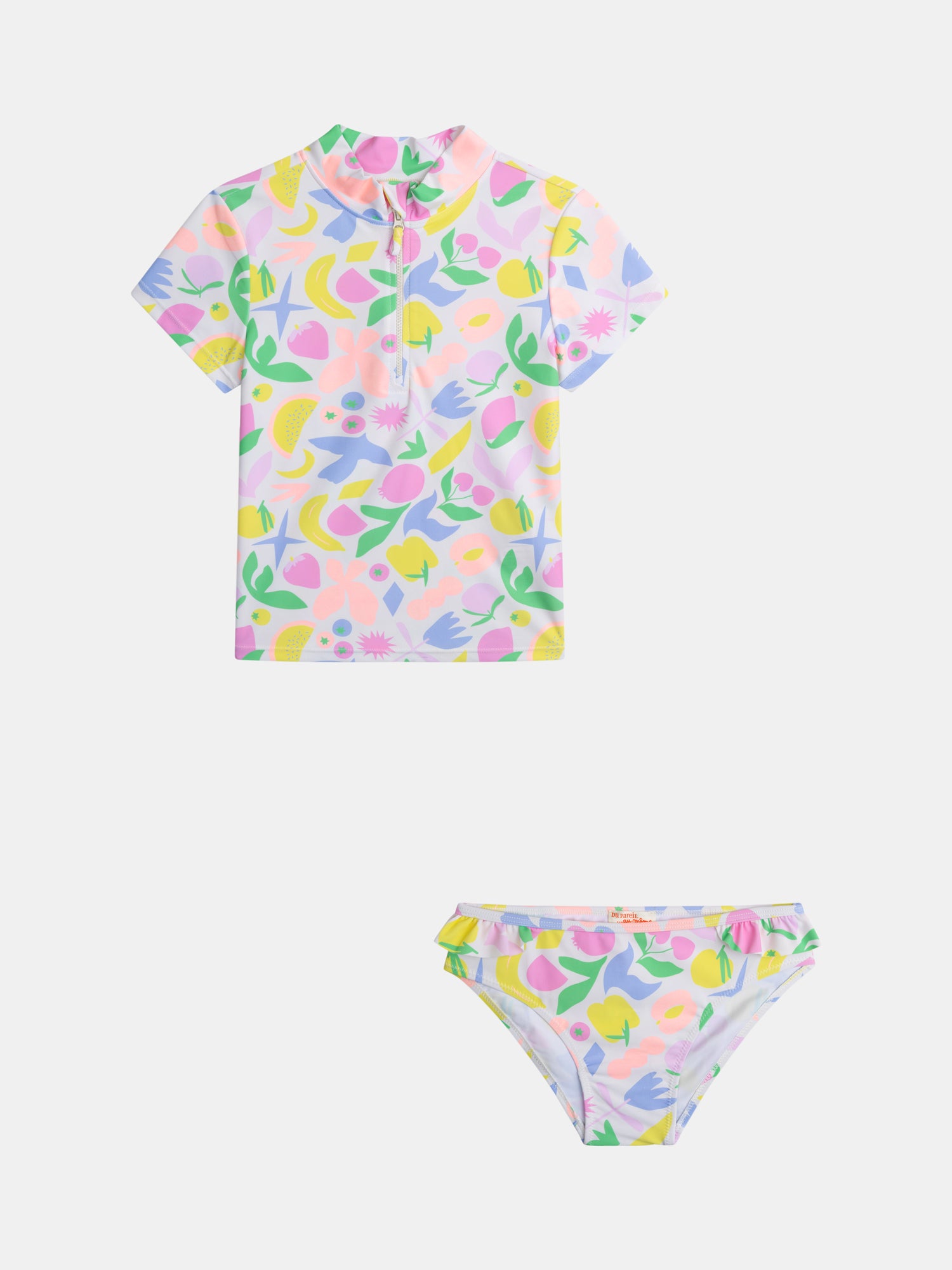 Conjunto de banho UPF 50+ 2 peças com estampado colorido para menina
