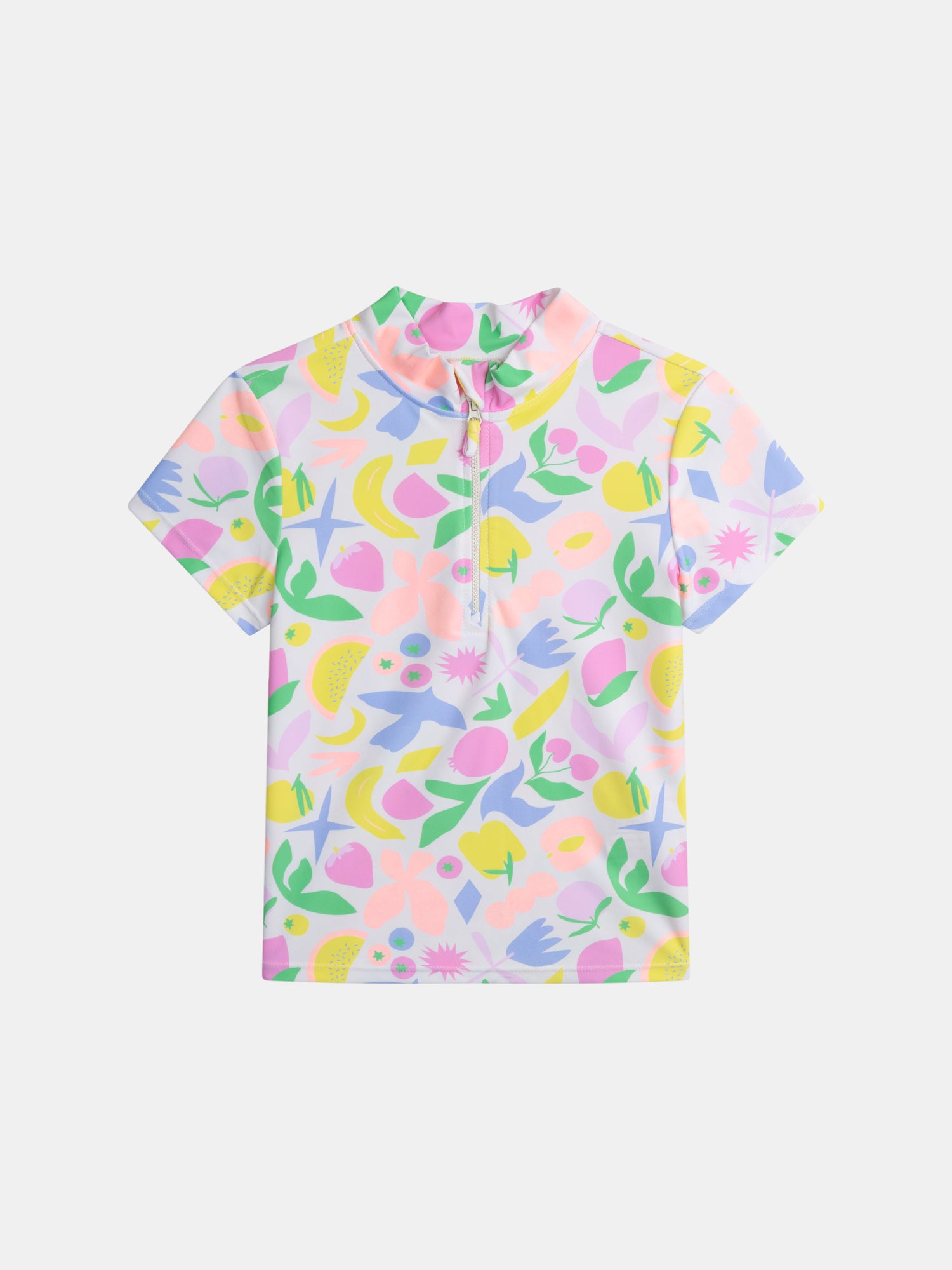 Conjunto de banho UPF 50+ 2 peças com estampado colorido para menina