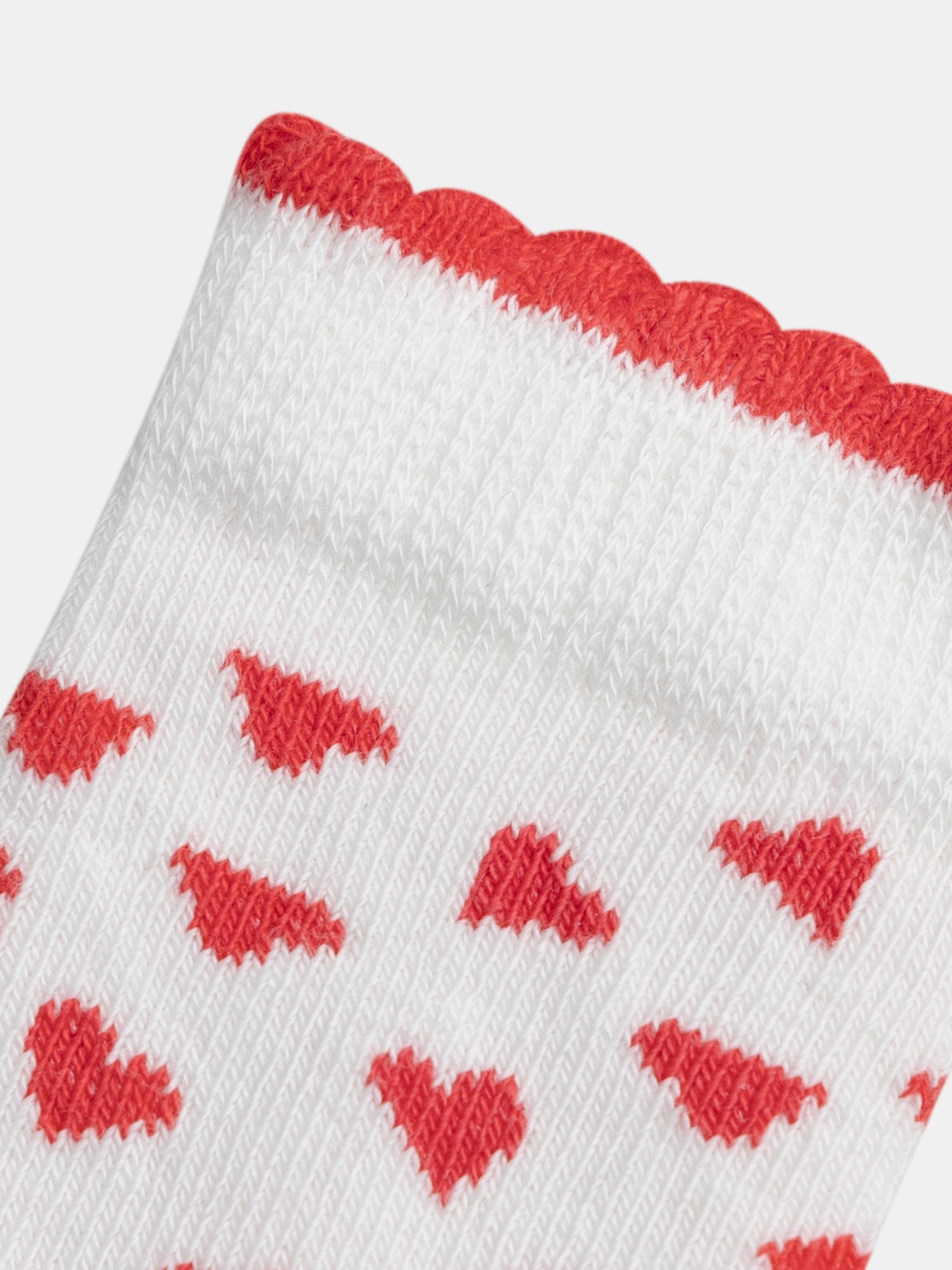 Chaussettes écru à cœurs rouges pour fille