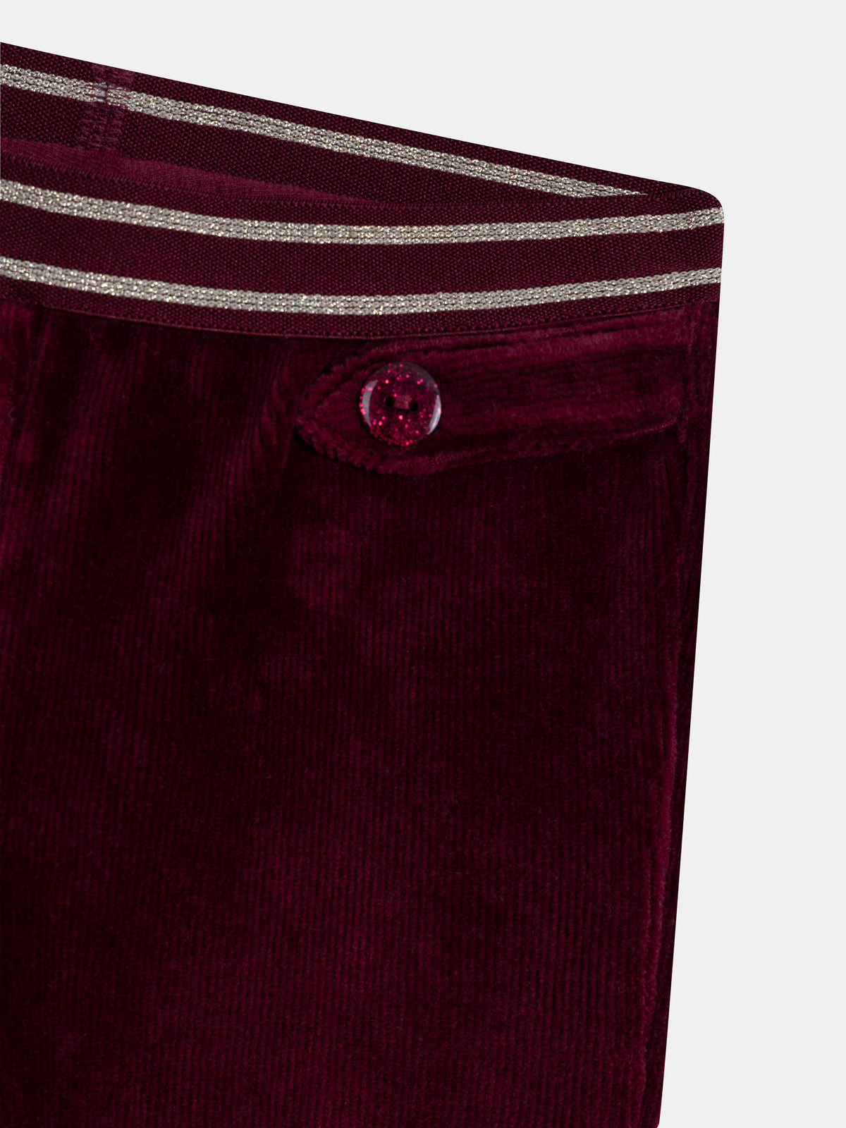 Pantalon prune en velours à ceinture fantaisie pour fille