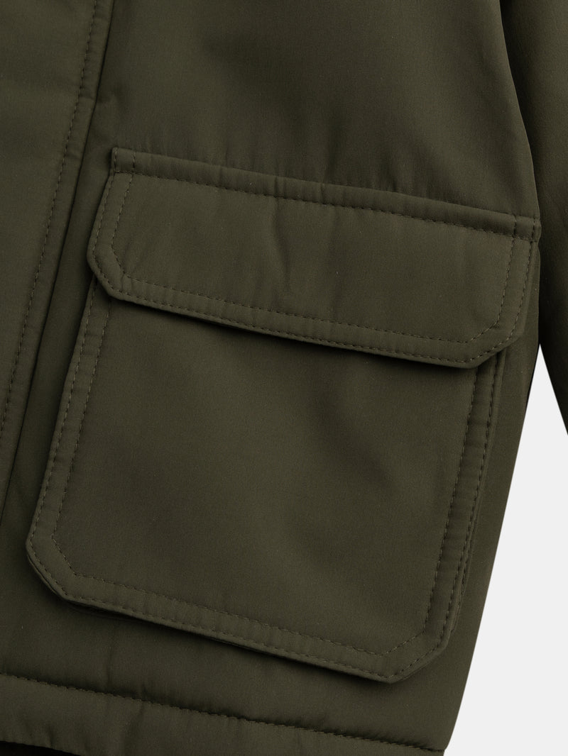Parka verde forrada em sherpa para meninos