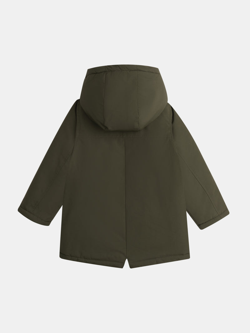 Parka verde forrada em sherpa para meninos