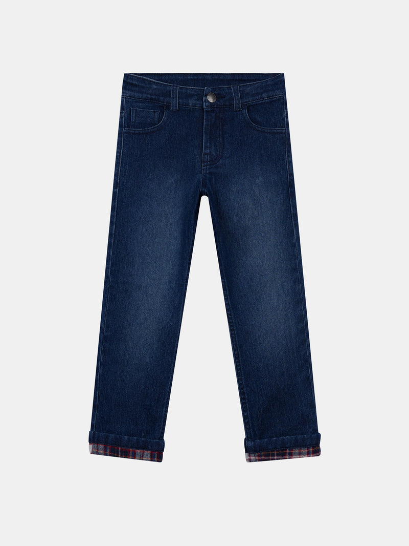 Jeans de denim azul com bolsos para menino