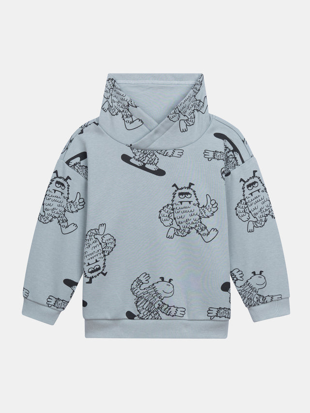 Sweatshirt verde de gola alta com impressão de yeti para rapazes