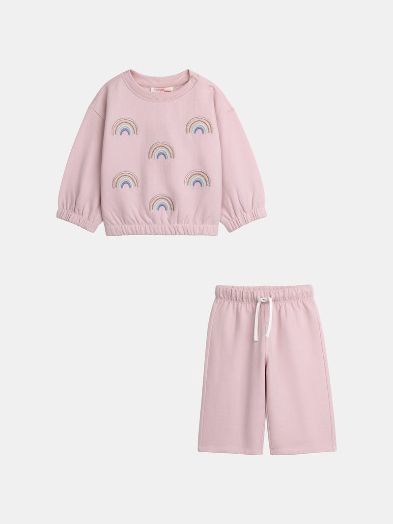 Conjunto de fato de treino e calças rosa "RAINBOW" para menina