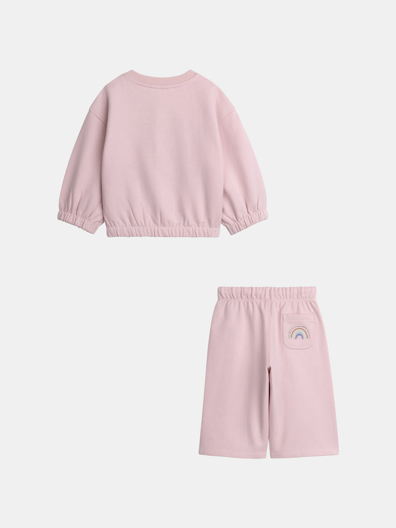 Conjunto de fato de treino e calças rosa "RAINBOW" para menina
