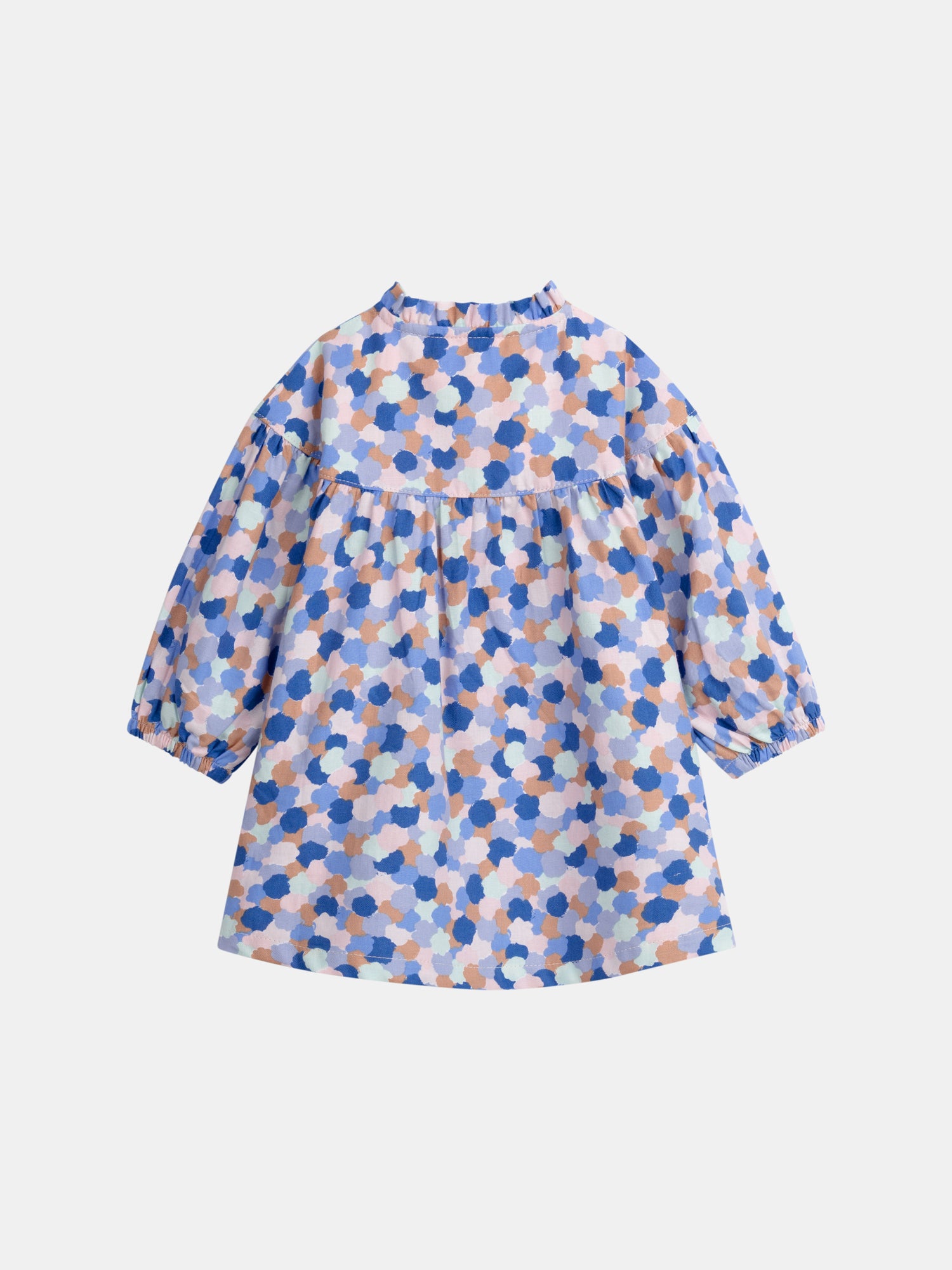 Vestido estampado com gola volante para menina bebé