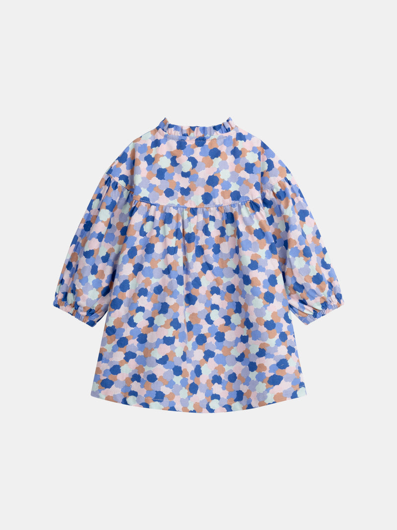 Vestido estampado com gola de volantes para menina