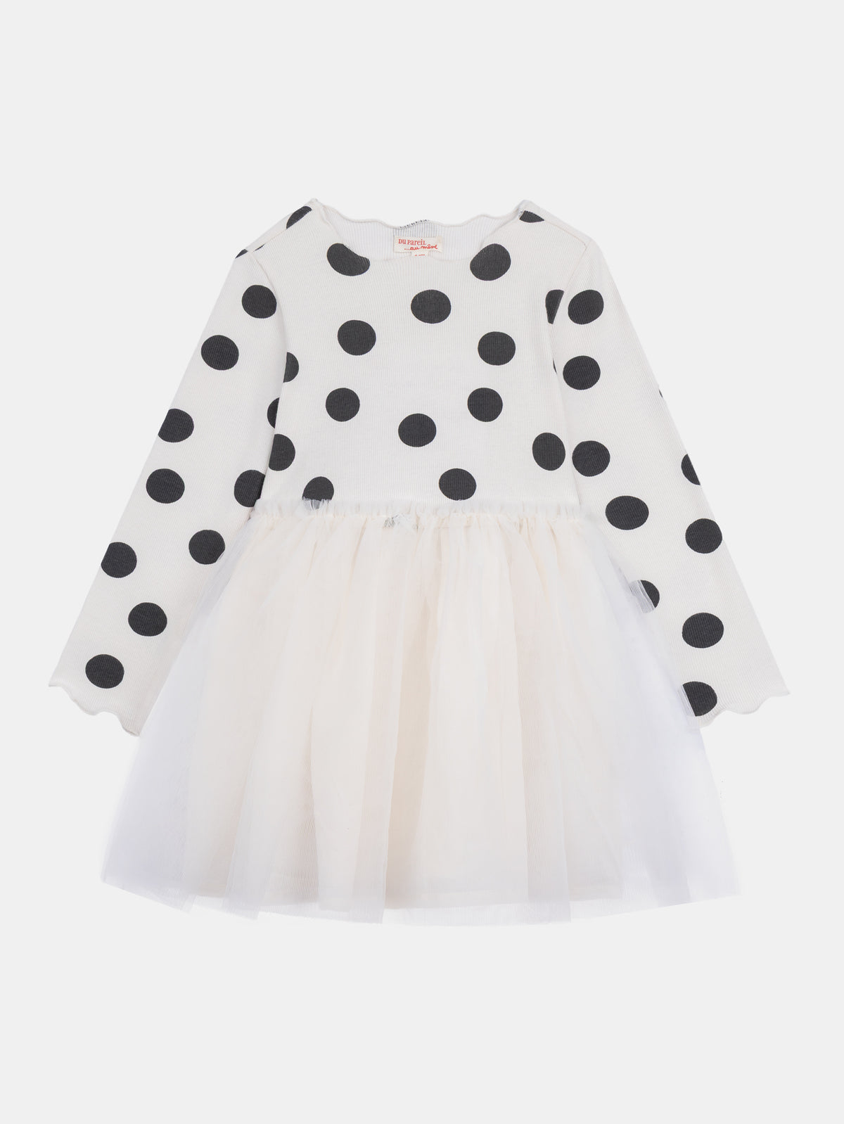 Vestido bicolor com bolinhas