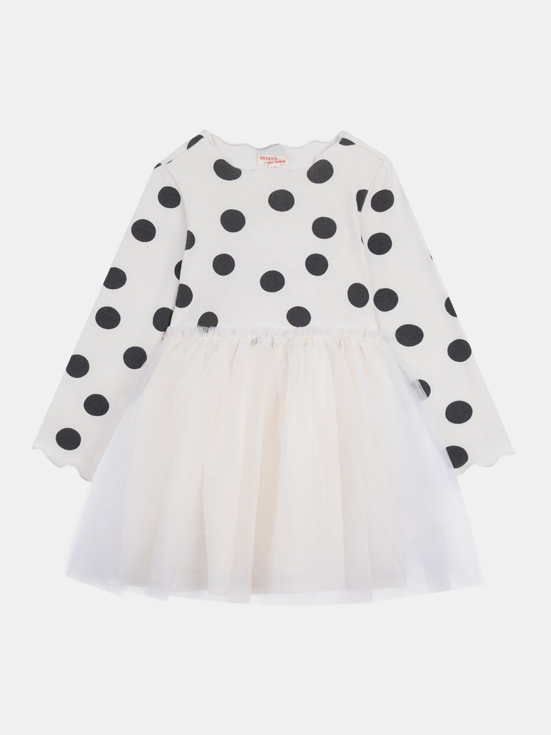 Vestido bicolor com bolinhas