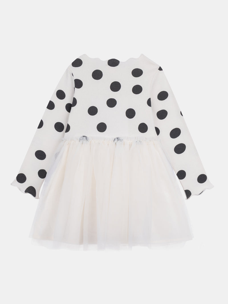 Vestido bicolor com bolinhas