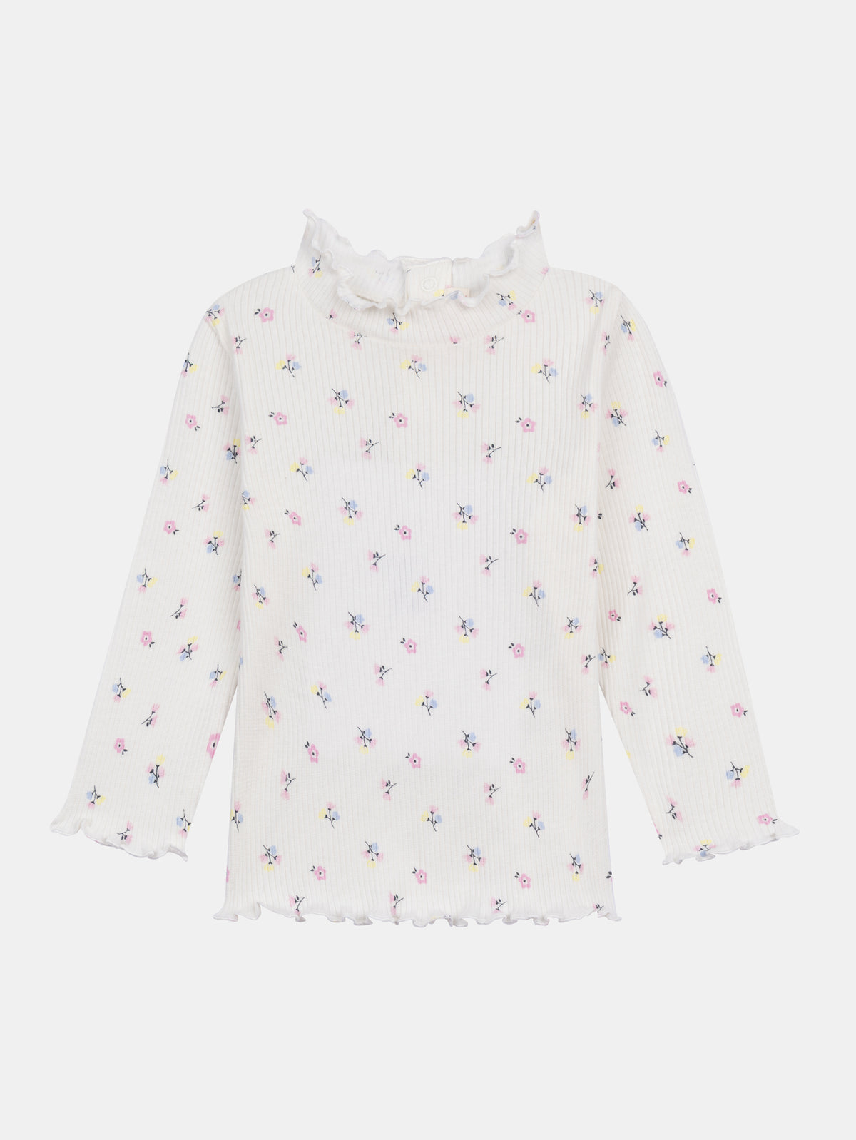 Sous-pull canelado com padrão floral para bebé menina