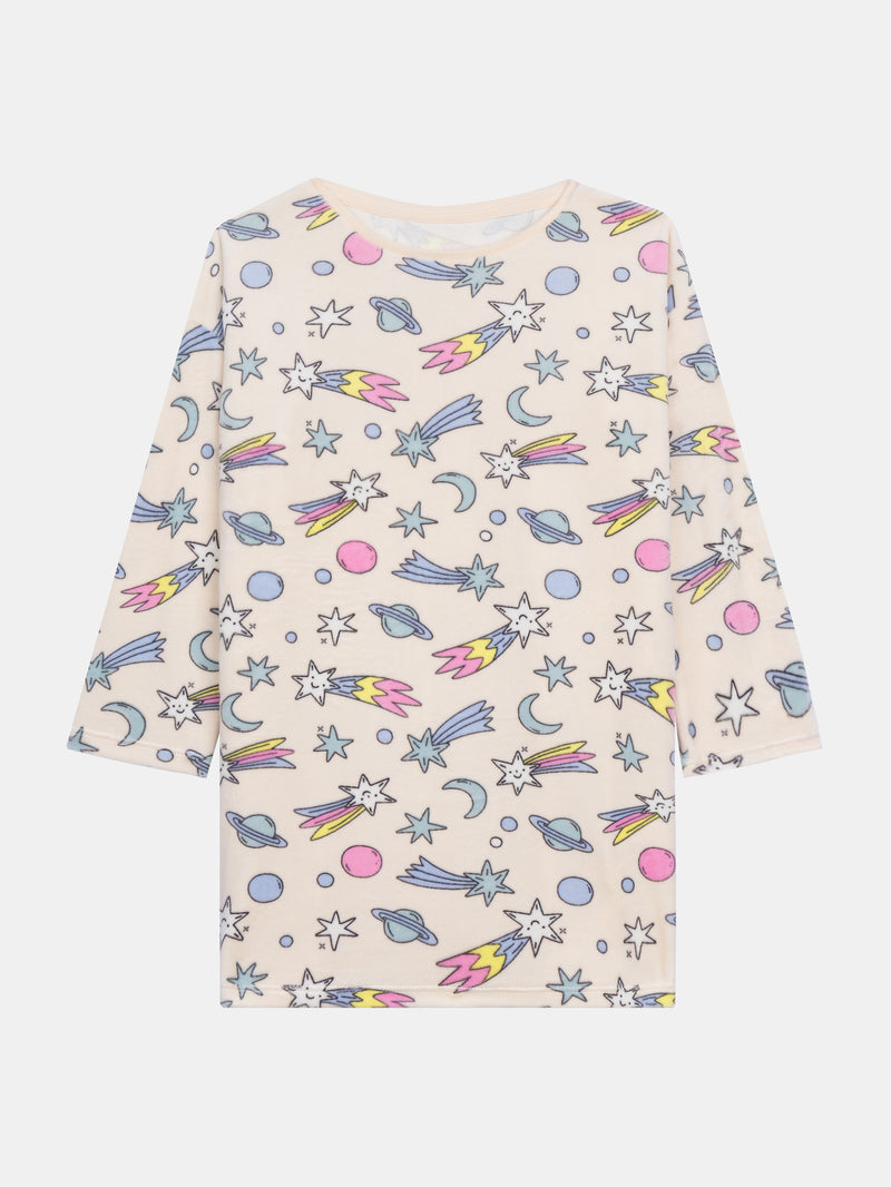 Pyjama 2 pièces en velours et legging à motif galaxie pour enfant fille