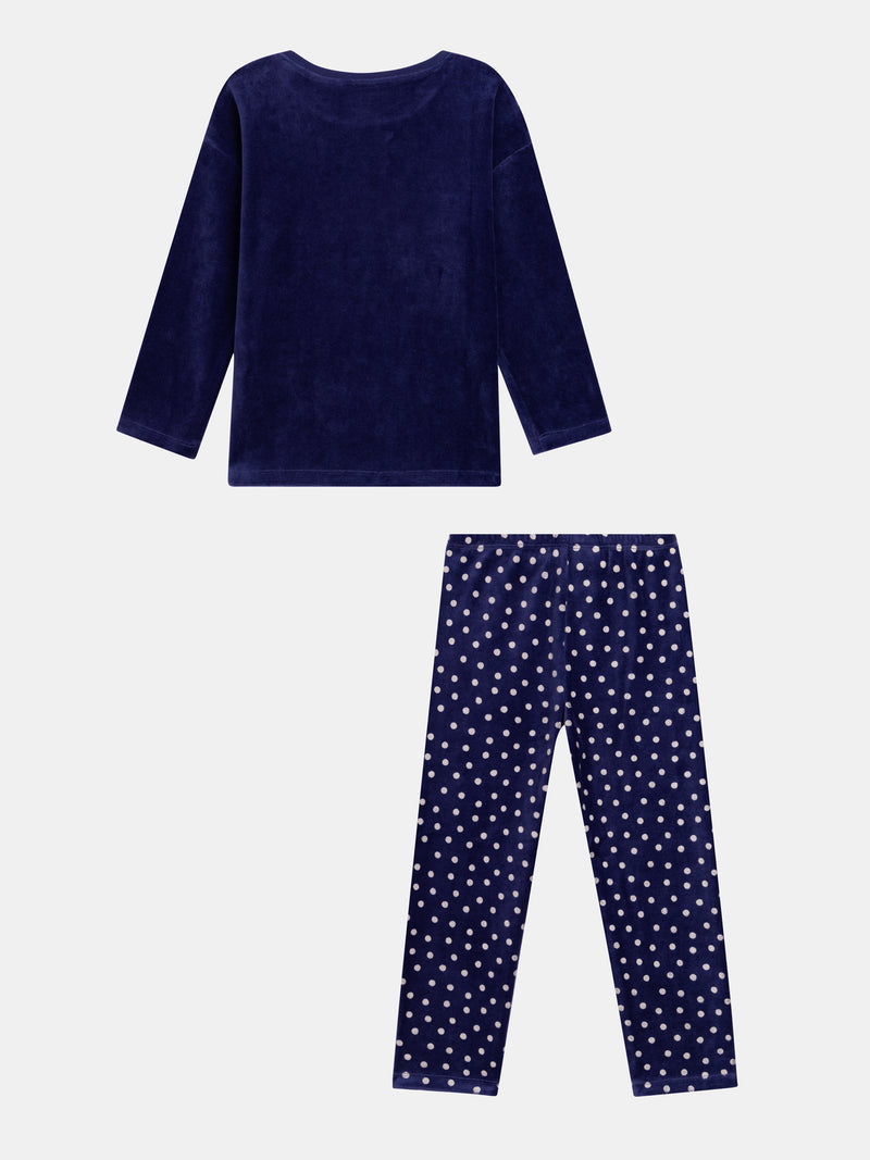 Pyjama bleu en velours "It's raining MAGIC" phosphorescents pour enfant fille