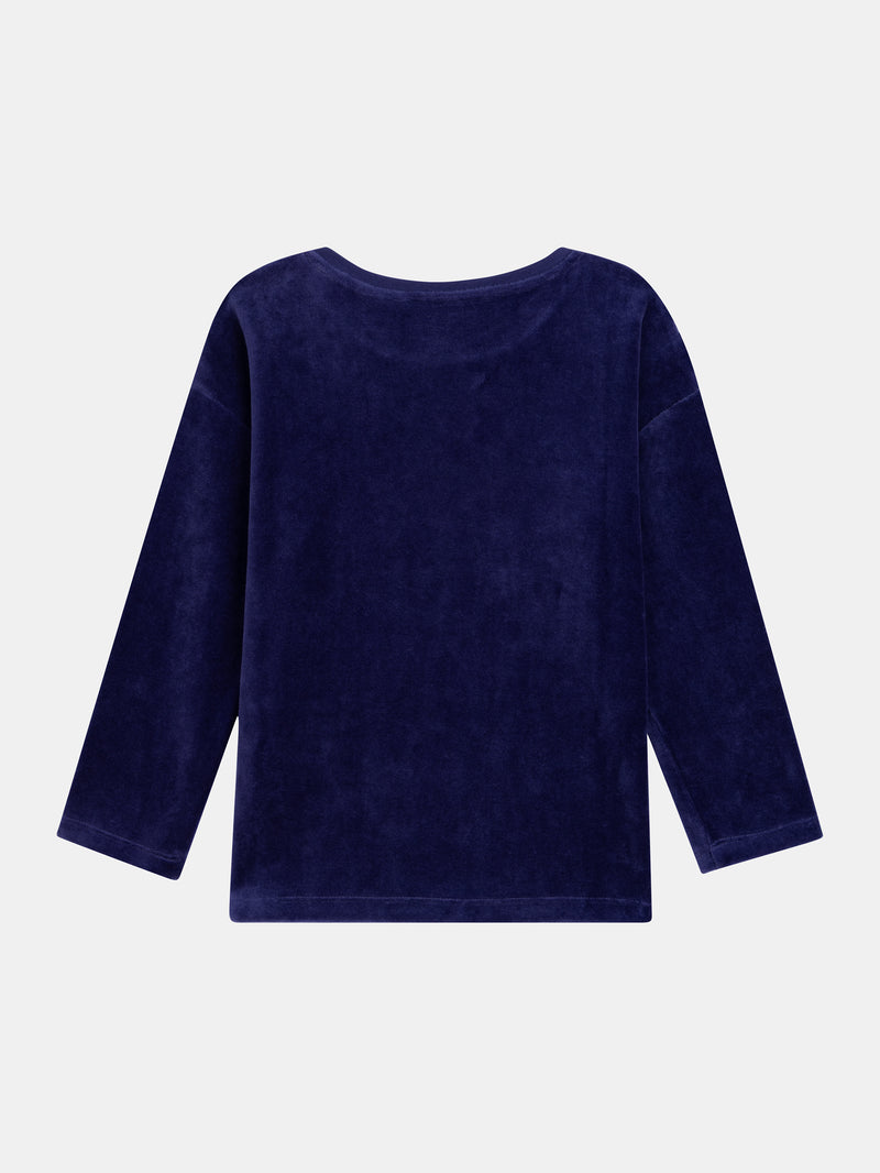 Pyjama bleu en velours "It's raining MAGIC" phosphorescents pour enfant fille