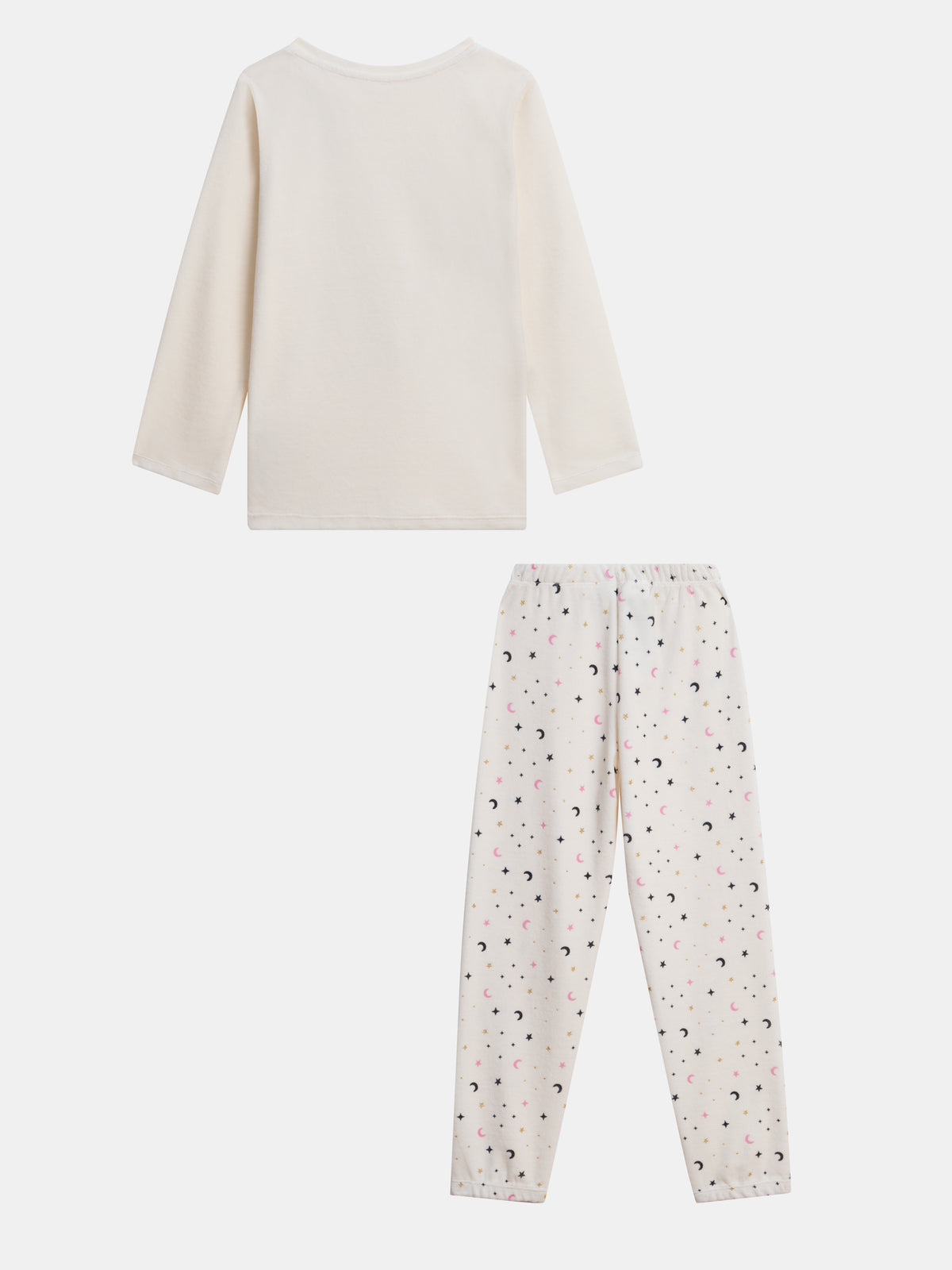 Pyjama 2 pièces écru en velours à motifs fantômes phosphorescents pour enfant fille