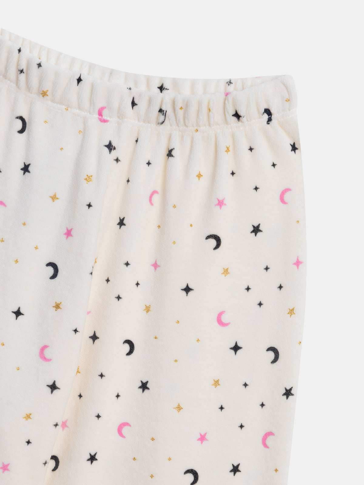 Pyjama 2 pièces écru en velours à motifs fantômes phosphorescents pour enfant fille