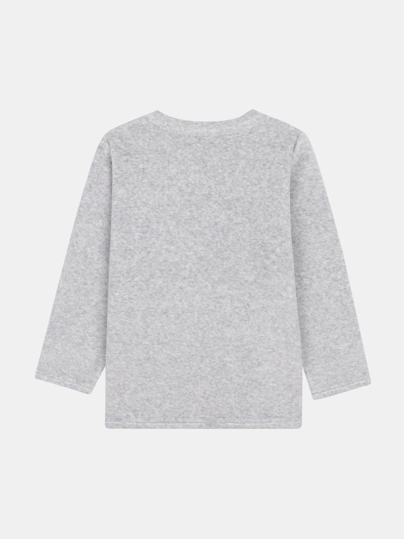Pyjama 2 pièces en velours gris chiné "DPAM Dinosaures" pour enfant garçon