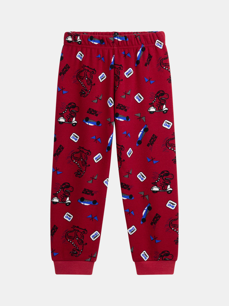 Pyjama 2 pièces en velours motif voiture de course pour enfant garçon